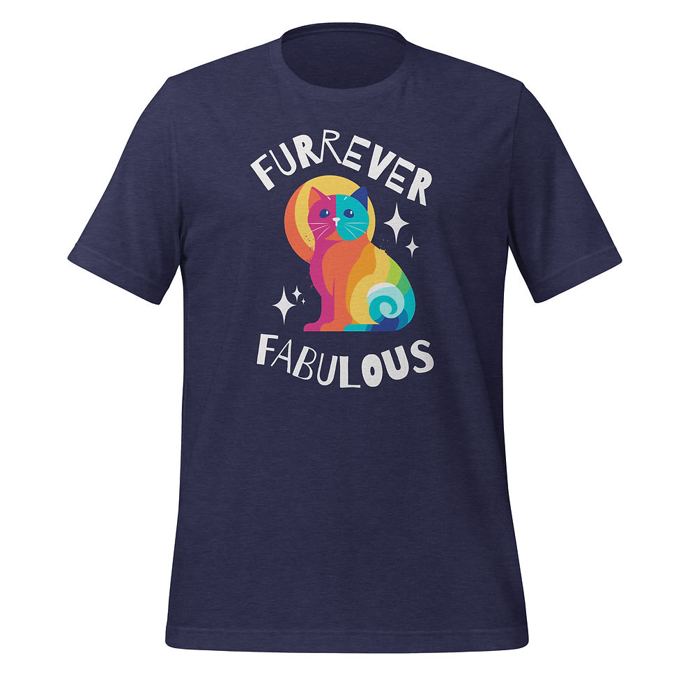 Thumbnail: Buy online Furrever Fabulous Colorful Rainbow Cat T-Shirt! Perfect for cat lovers who love bold, vibrant designs.