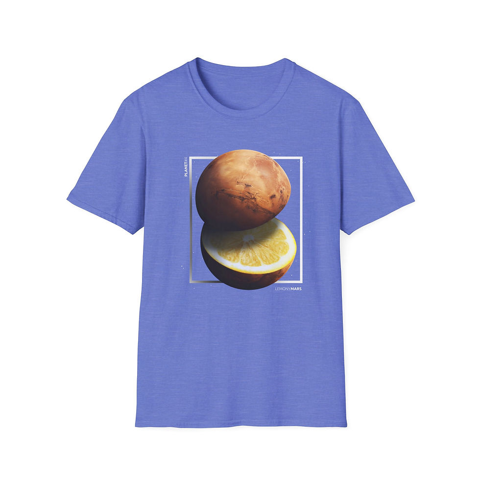 Thumbnail: Vibrant Lemon Mars Planet Collage Graphic Tee Shirt. Show off your love for space with this lively Lemon Mars Planet T-Shirt