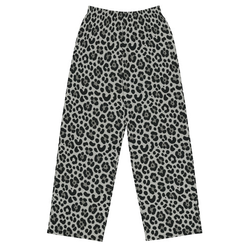 Trendy Snow Leopard Print Wide-Leg Pants for Casual Wear