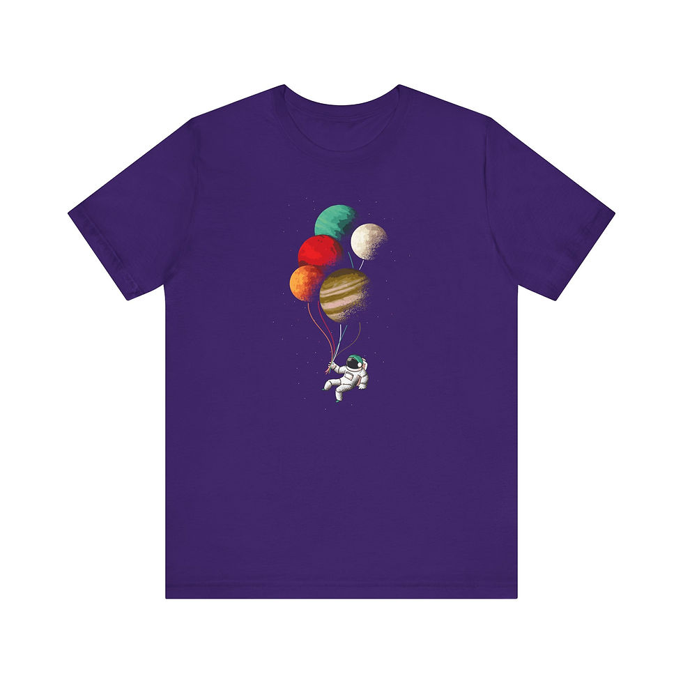 Thumbnail: Astronaut Balloons Unisex Graphic T-Shirt. Perfect blend of comfort and design for space enthusiasts! Shop online and buy now