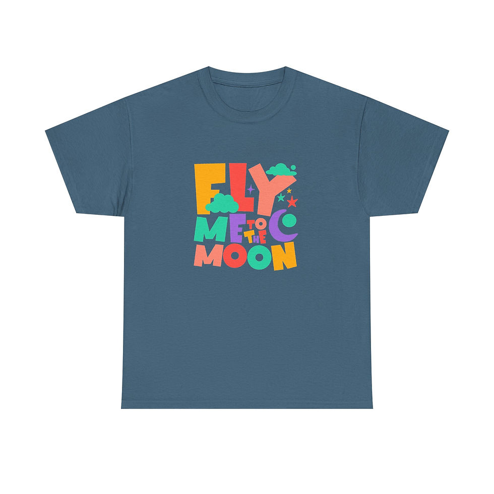 Thumbnail: Buy Fly Me to the Moon Colorful Typography T-Shirt Casual Wear, a bright graphic tee made for casual comfort.