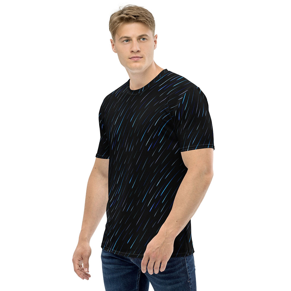 Thumbnail: Buy online Colorful Rain Stripes Men's Crew Neck T-Shirt Bright, bold stripes for a fresh look! Shop now for vibrant comfort.