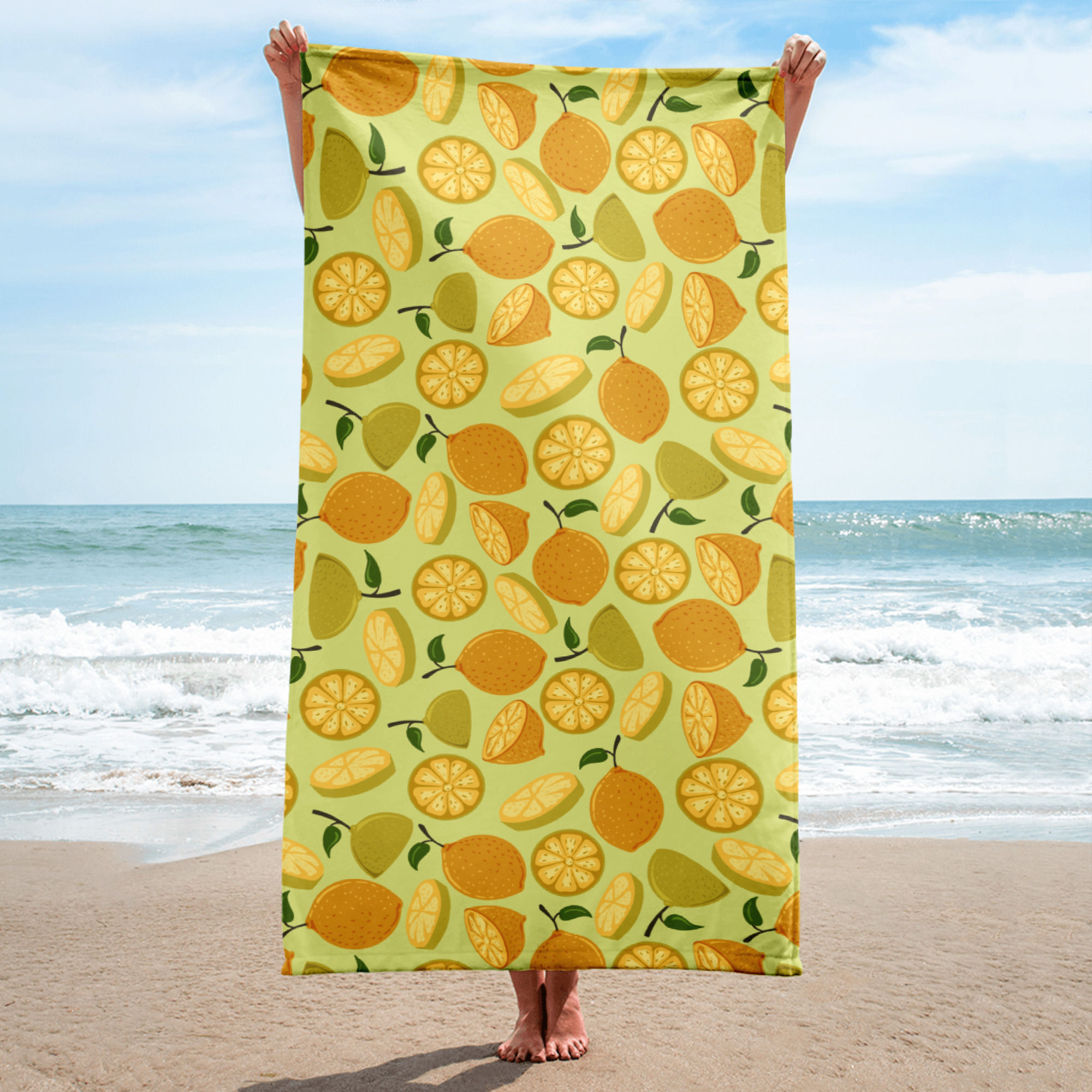 Style with our Funny Doodle Cute Lemon Seamless Pattern Towel. Perfect for kitchens, bathrooms, or as a unique gift idea!