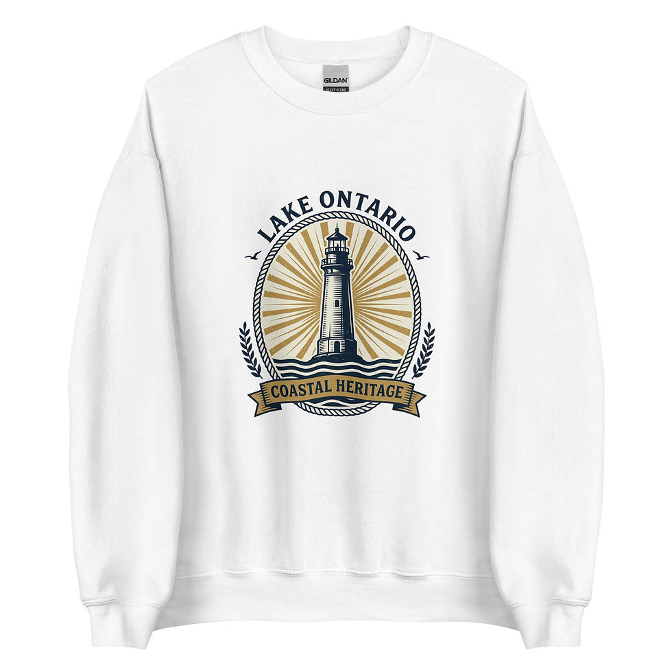 Lake Ontario Coastal Heritage Lighthouse Sweatshirt for a warm, timeless layer inspired by iconic waterfront landmarks.