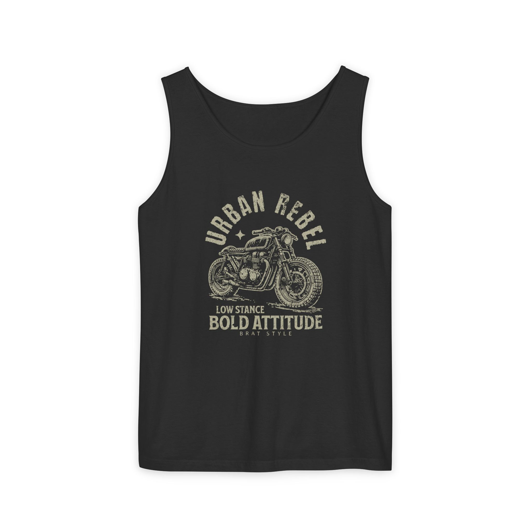 Vintage Urban Rebel Motorcycle Tank Top for a classic biker look. Perfect for those who love vintage flair and urban style!