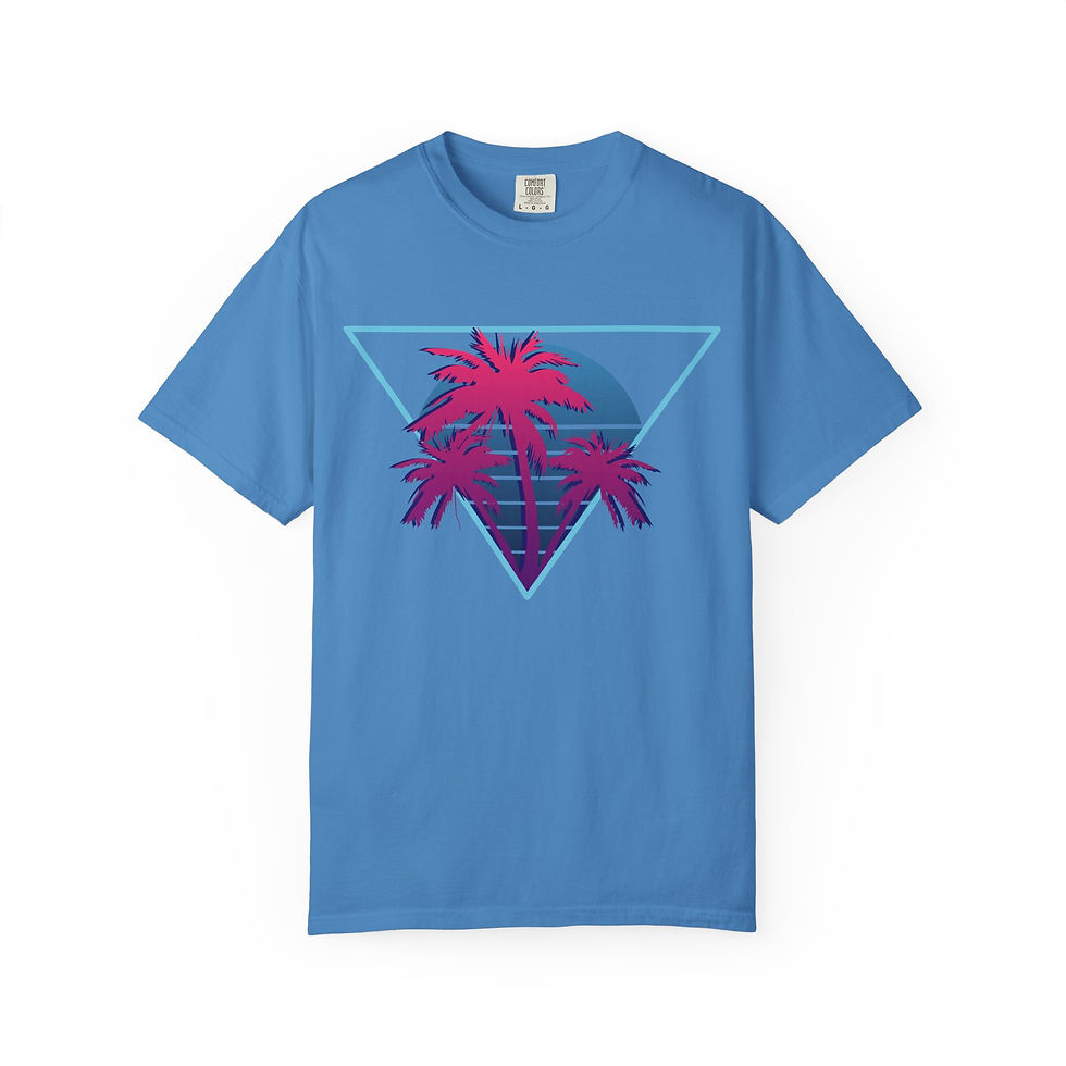 Thumbnail: Beautiful Neon Palm Trees Vaporwave Tee Shirt. Stand out with our Beautiful Neon Palm Trees Vaporwave Tee Shirt. Shop Online!