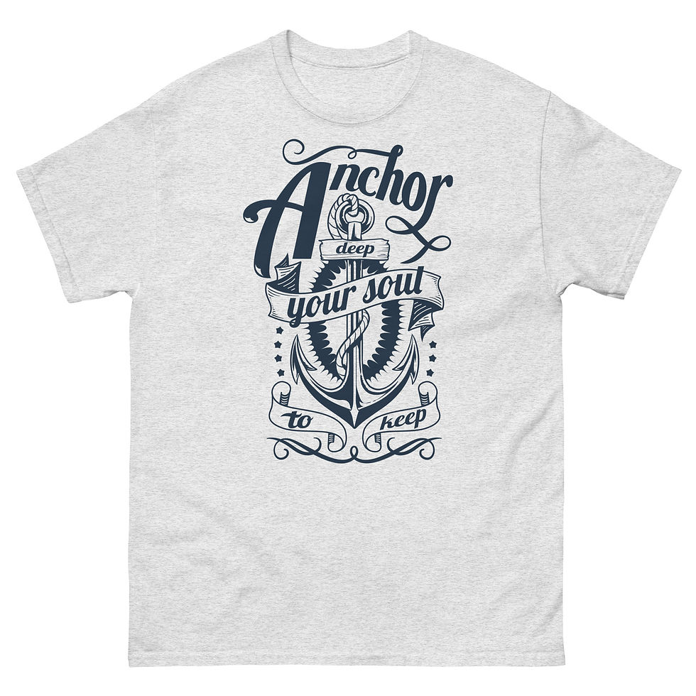 Thumbnail: Purchase online Anchor Deep Your Soul Nautical T-Shirt for Ocean Lovers. Shop now for unique ocean-inspired style!
