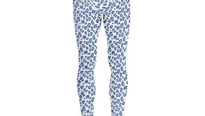 Versatile Blue Leopard Print Men's Leggings for Everyday Wear