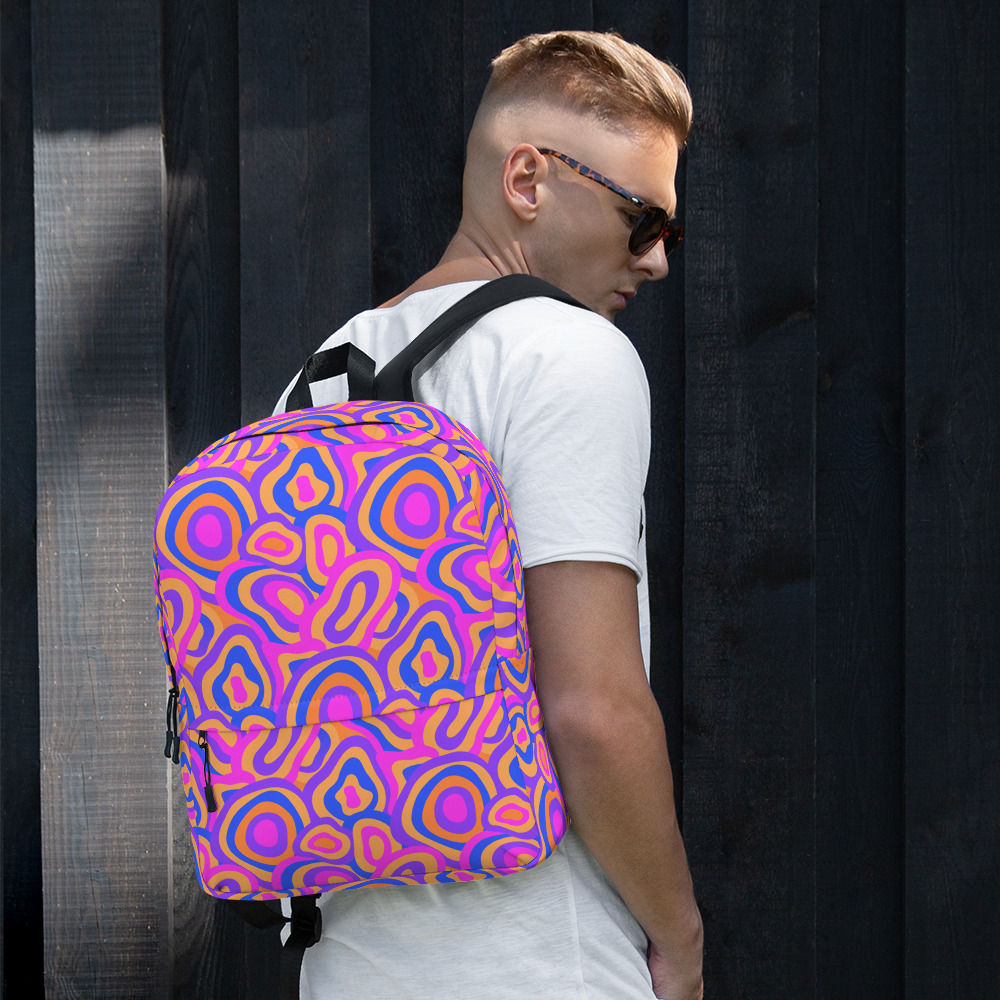 Buy online Stylish Modern Abstract Backpack with Vibrant Patterns—perfect for art lovers seeking standout accessories.