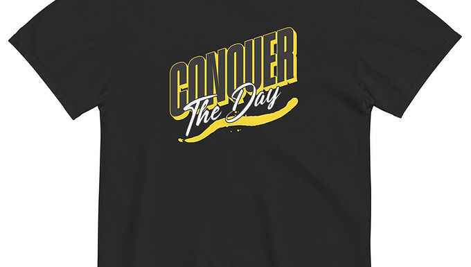 Conquer The Day Gym Workout Typography T-Shirt