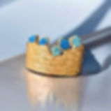 gold brass  bracelet with lapis and aquamarine crystals Underwater B1053