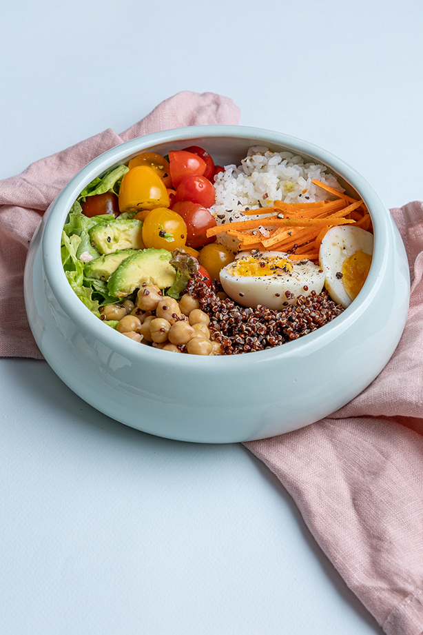 blue ceramic handmade bowl with quote top view