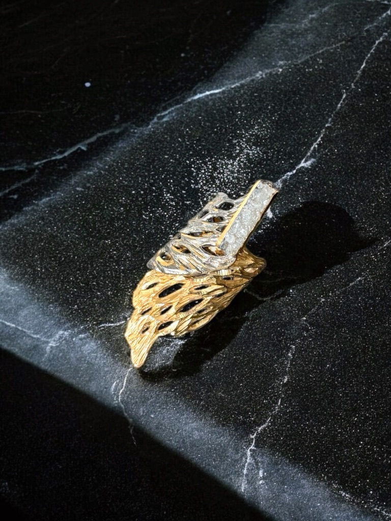 gold and black brass Desert D1038 ring front view