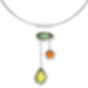 handmade silver necklace green orange yellow seaglass close view