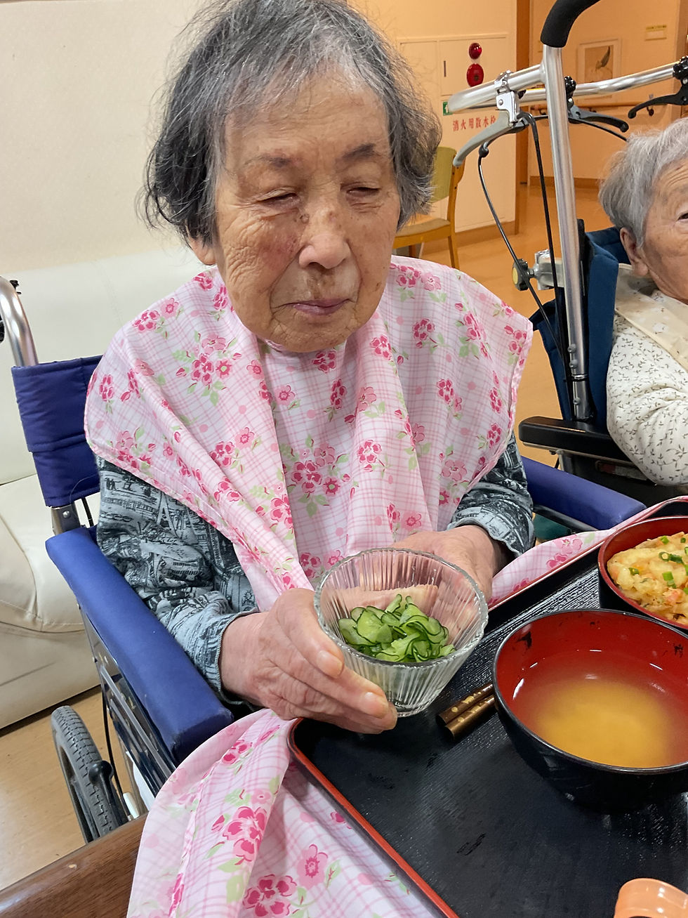 収穫したきゅうりで和え物も(*^-^*)