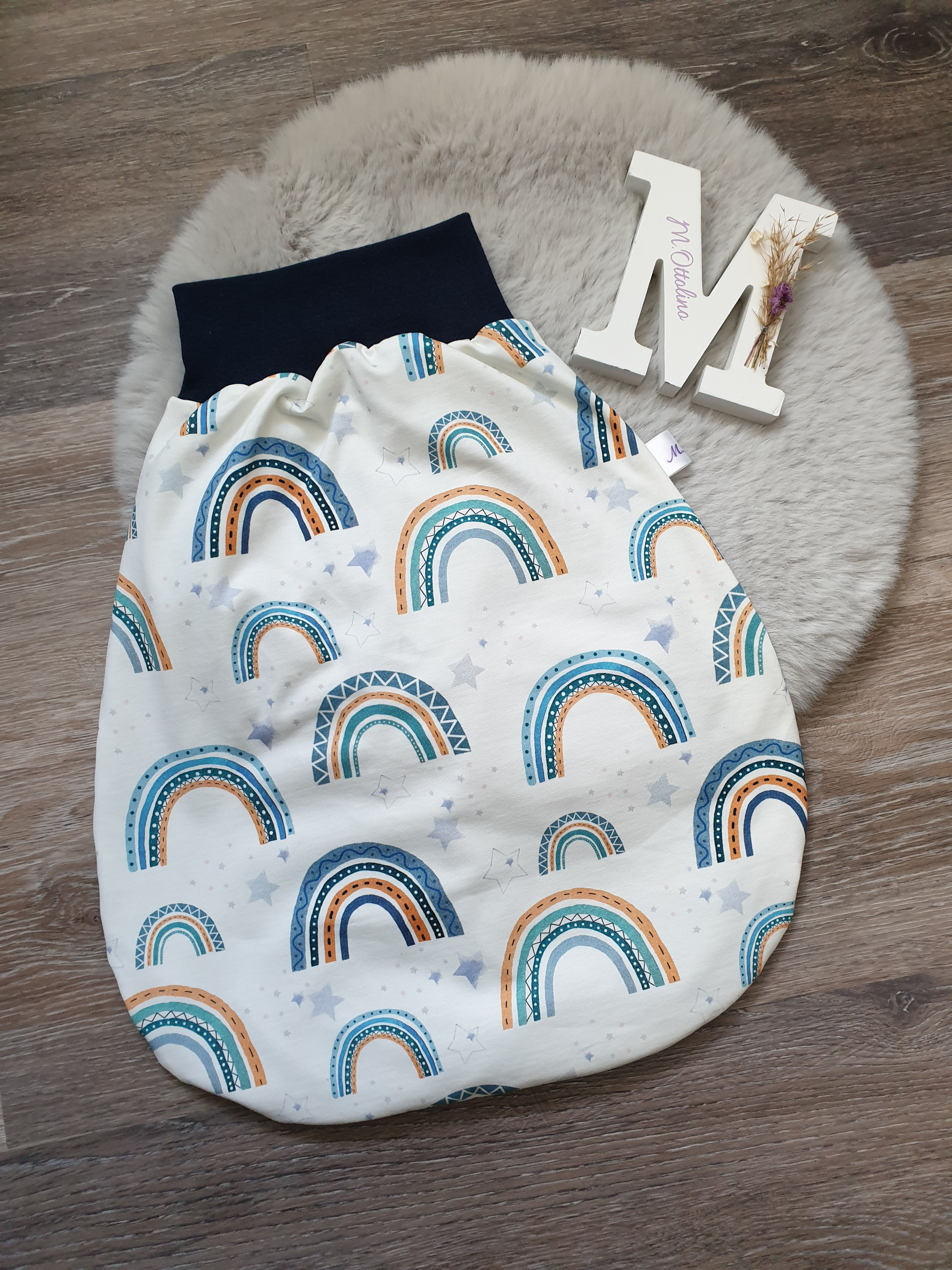 Jersey Pucksack/Schlafsack - Regenbogen blau