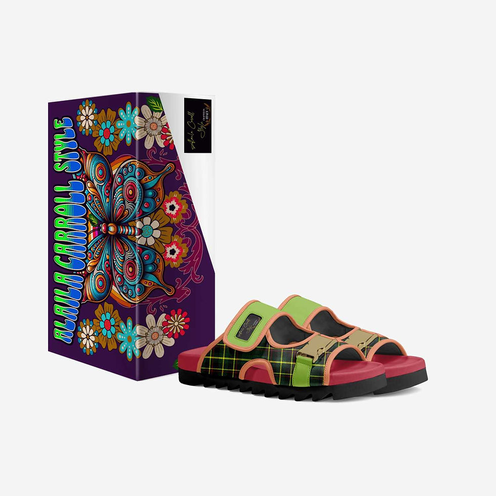 Thumbnail: Alaila Carroll Style Green & Red Double Stripes Luxury Sandal