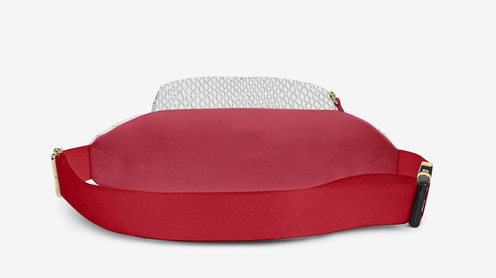 Thumbnail: DESIGNER LUXE MULTI-POCKET WHITE & RED BELT BAG