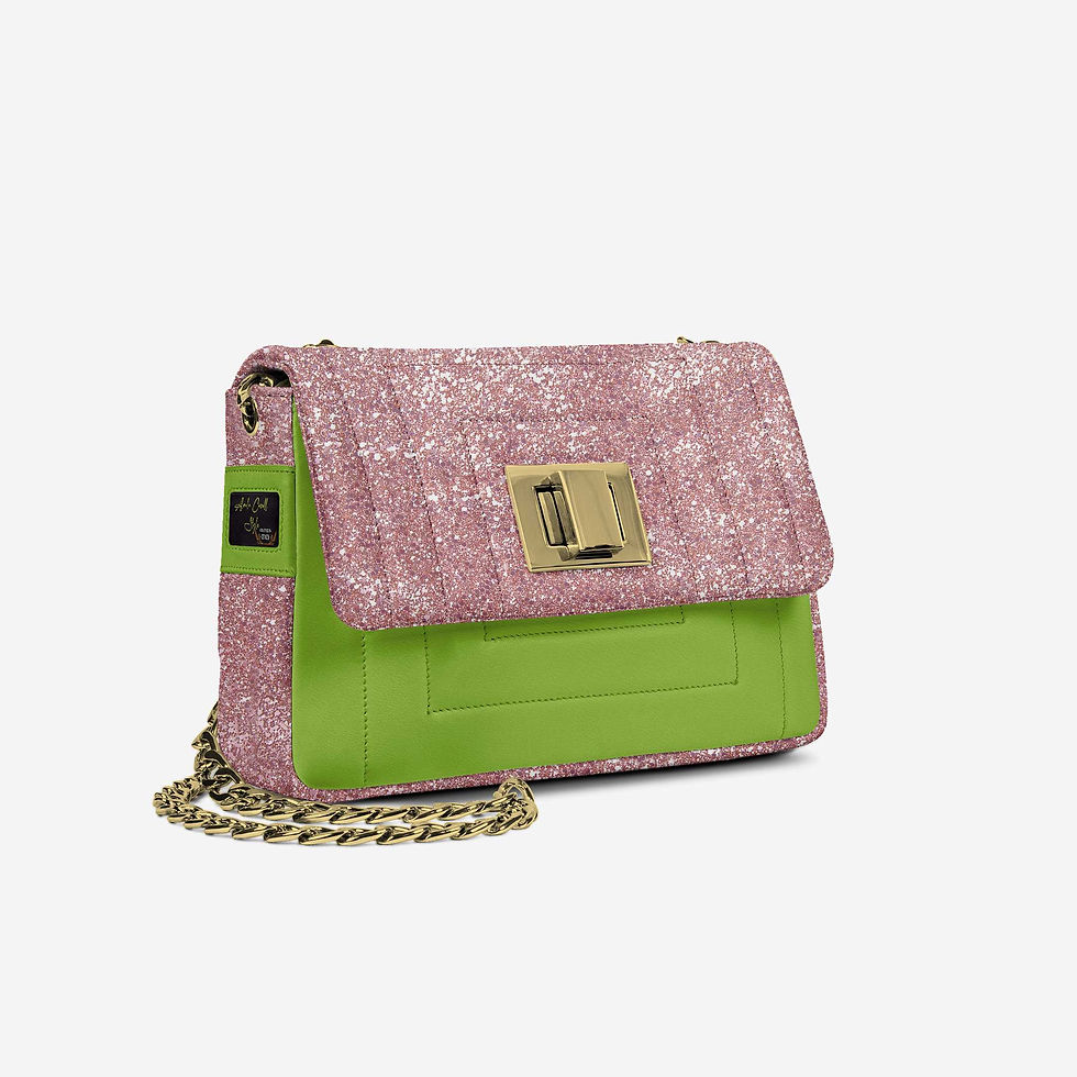 Thumbnail: DESIGNER LUXE ELEGANT PINK & GREEN DRESS BAG