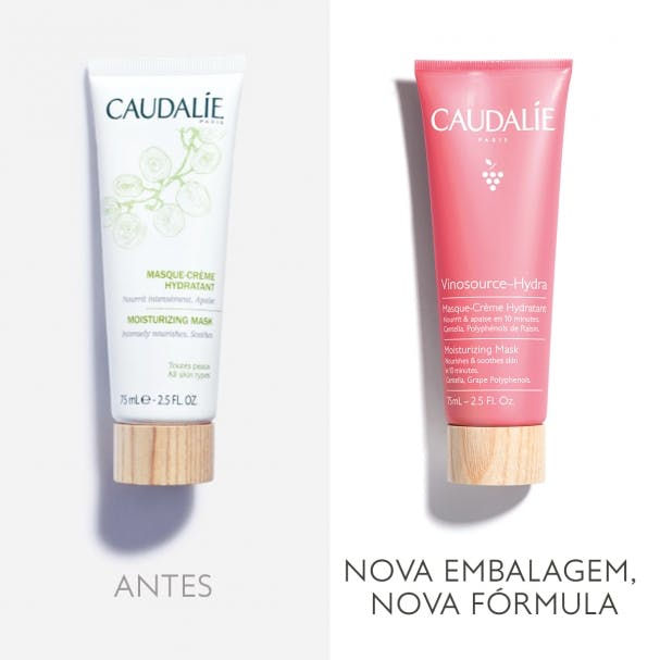 foto comparando as duas versões da máscara hidratante da Caudalie - extraída de www.caudalie.com.br