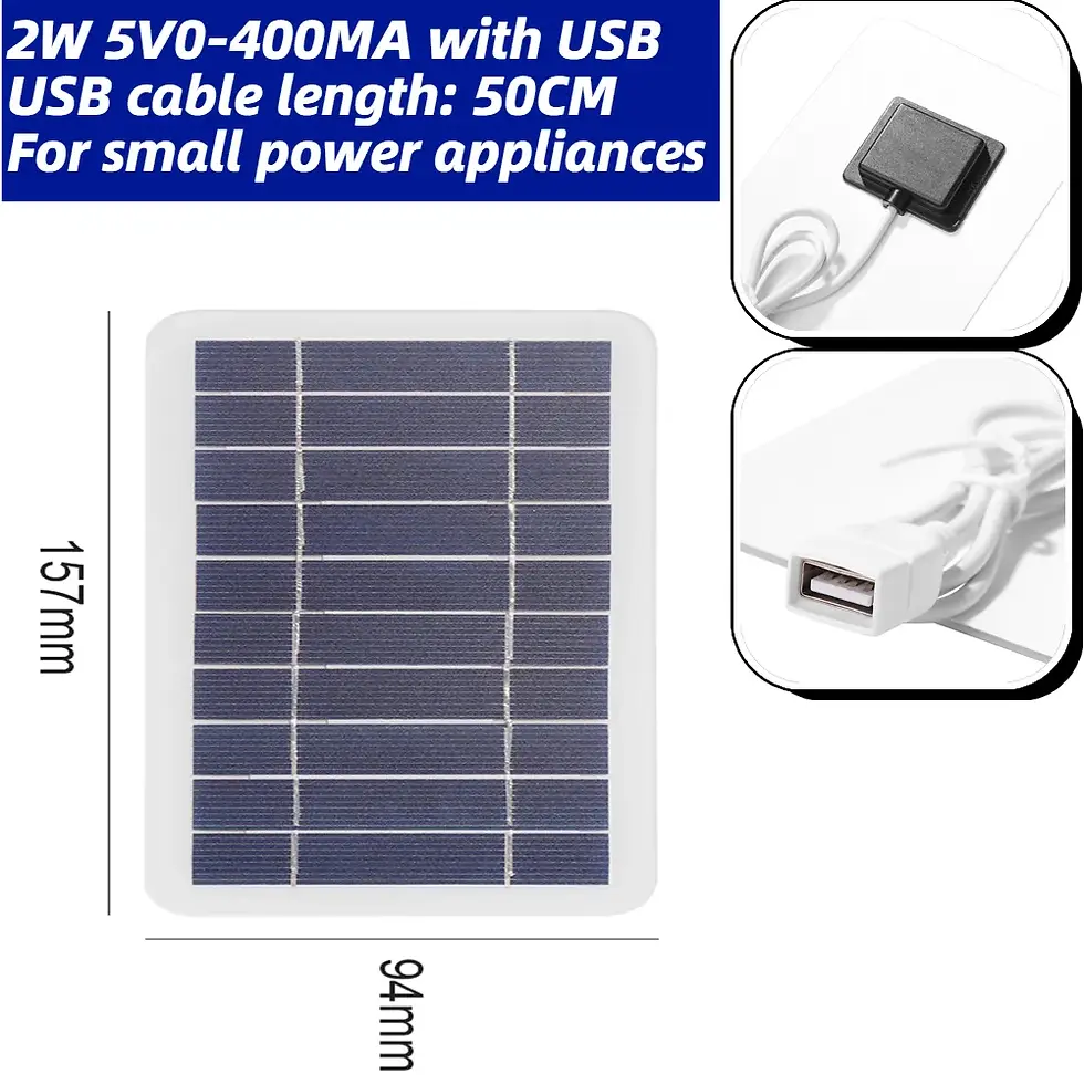 Thumbnail: USB Solar Charger Panel 5V 2W 400mA Portable Solar Panel Output USB Outdoor