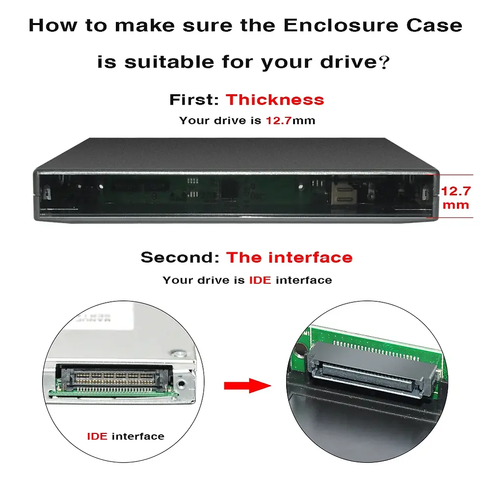 Thumbnail: External DVD RW Enclosure Case USB 2.0 Slot in DVD 12.7mm IDE Case for Optical