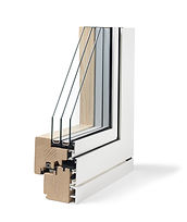 serramento in legno con rivestimento in alluminio e vetro doppia camera