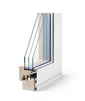 serramento in legno con rivestimento in alluminio con anta a scomparsa