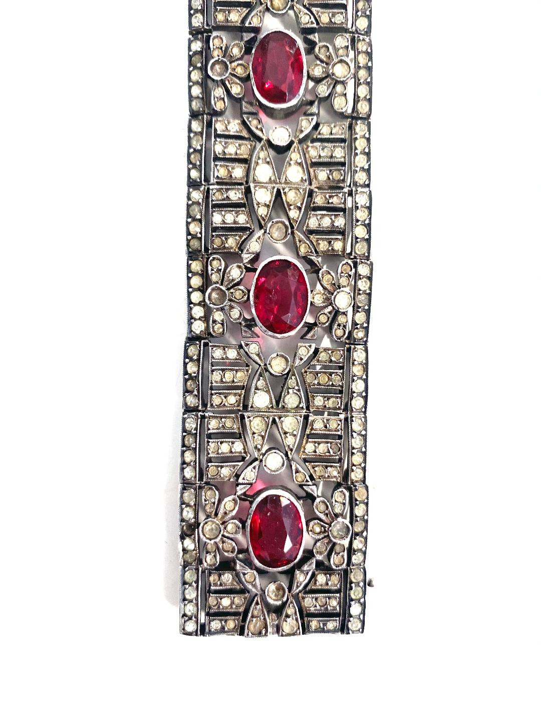 1920s Art Deco Sterling French Paste Bracelet