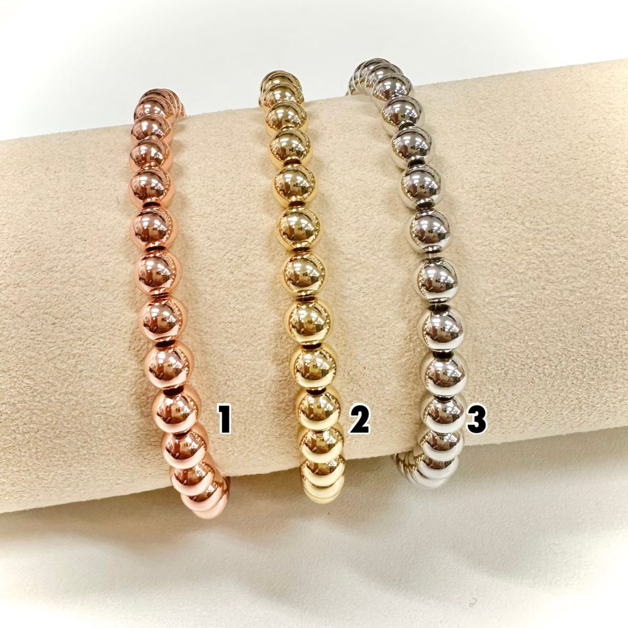 Gold-Plated 6mm Bead Bracelet [3 Designs]