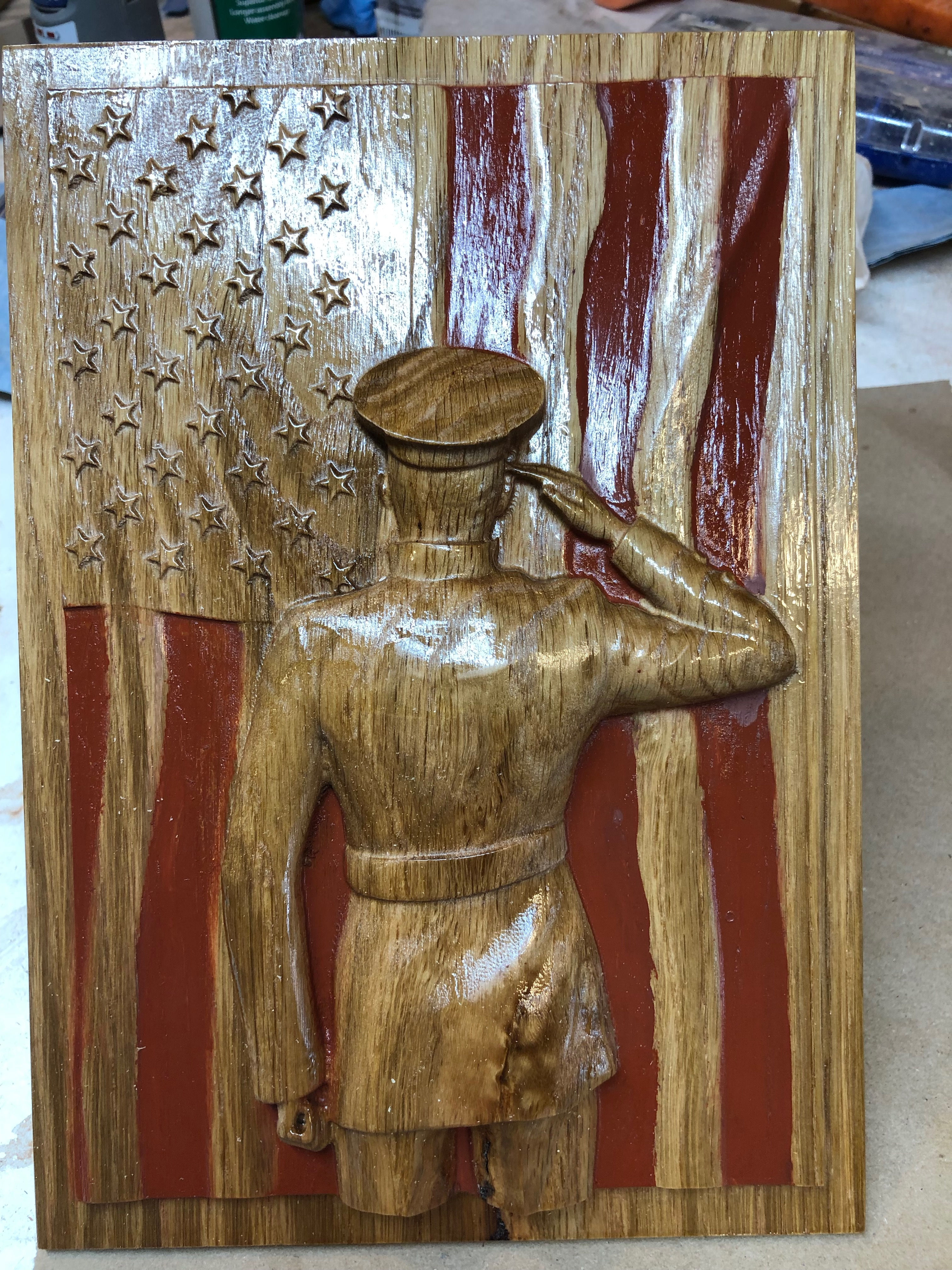 Soldier Saluting Flag