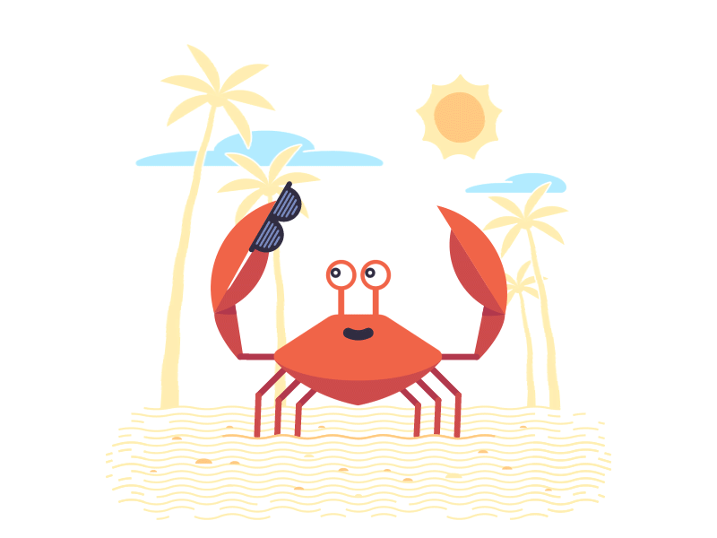 Un gif avec un crabe sur la plage