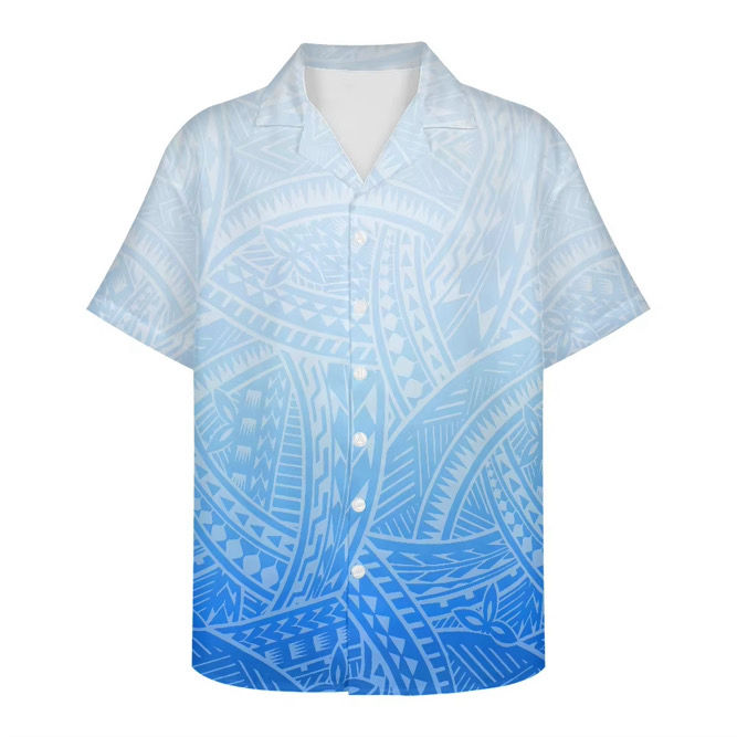 Feleki Shirt - Men’s V Button Up Shirt - Ombre Blue