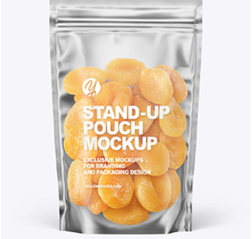 Designed stand up pouch in Apricot.