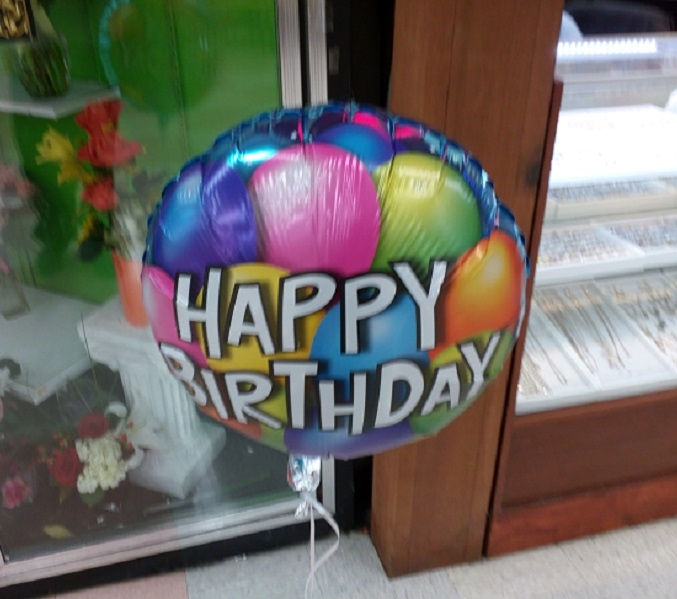 Birthday balloon, Mylar balloon with helium.