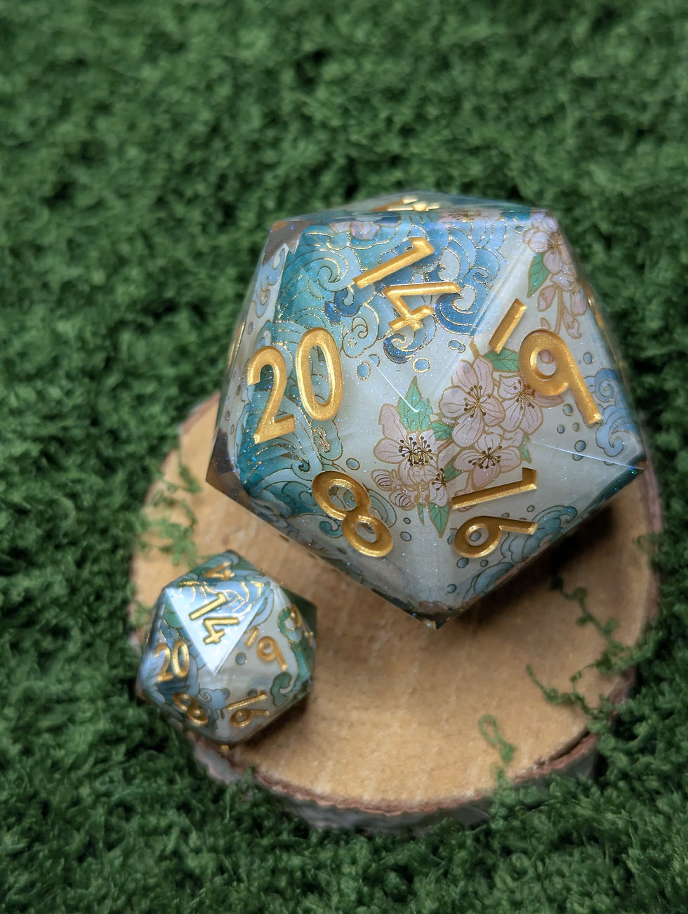 Thumbnail: Sakura Blossom Giant D20: Extra Large 50mm Japanese Waves Dice