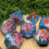 Thumbnail: Blue, White and Pink Cherry Blossom Dice Set - Sharp Edge Resin