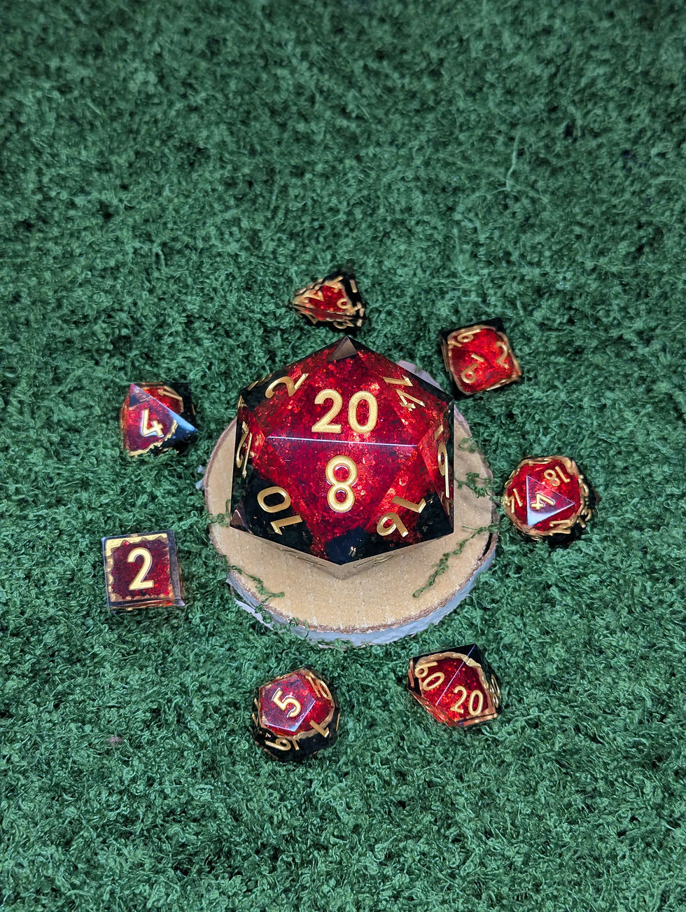 Thumbnail: Red Geode Chonk D20: Red and Black 50mm RPG Dice