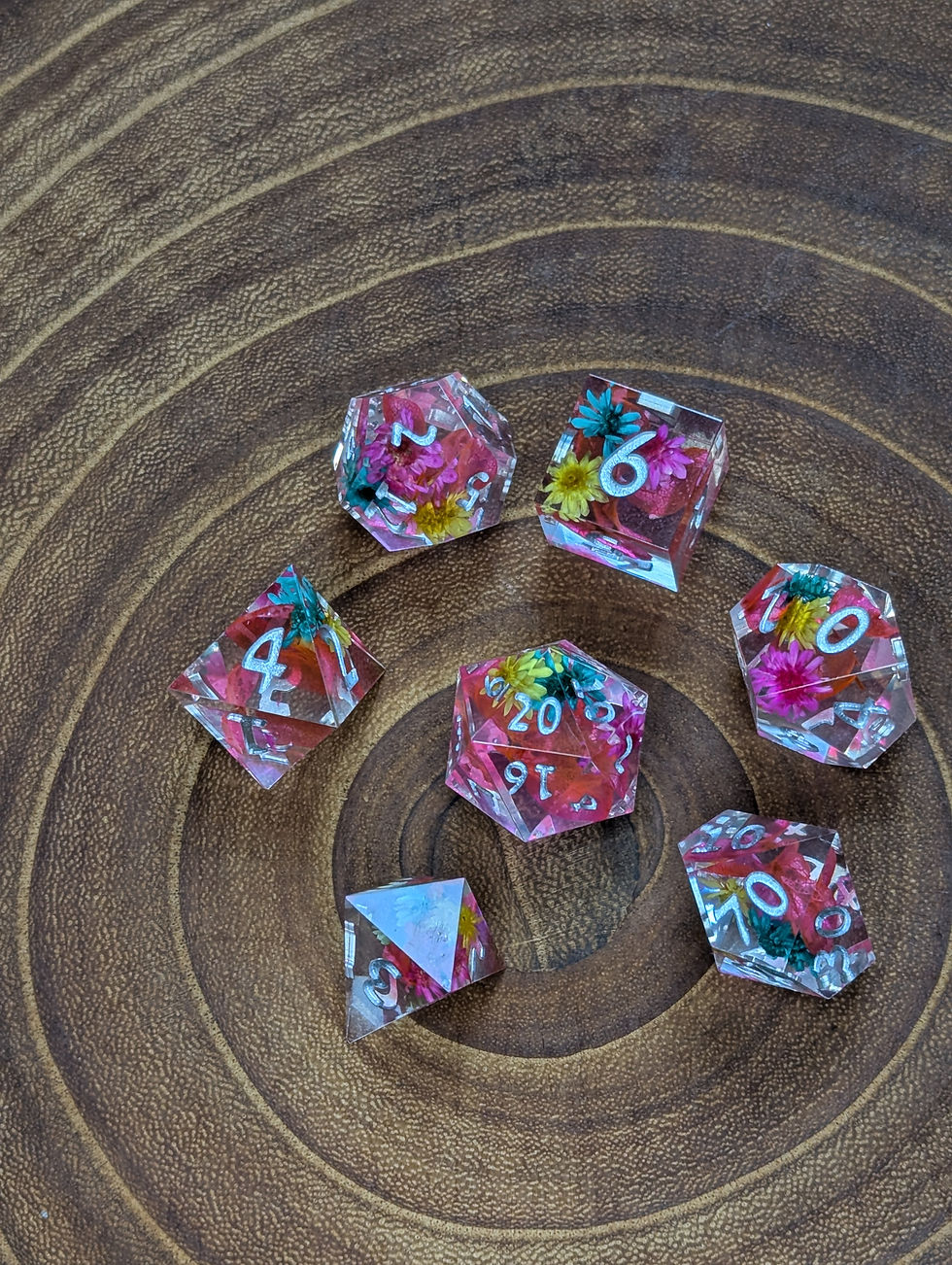 Thumbnail: Summer Flowers RPG Dice Set - 7 Polyhedral Resin Dice