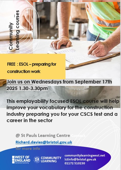 FREE: ESOL – preparing for construction work