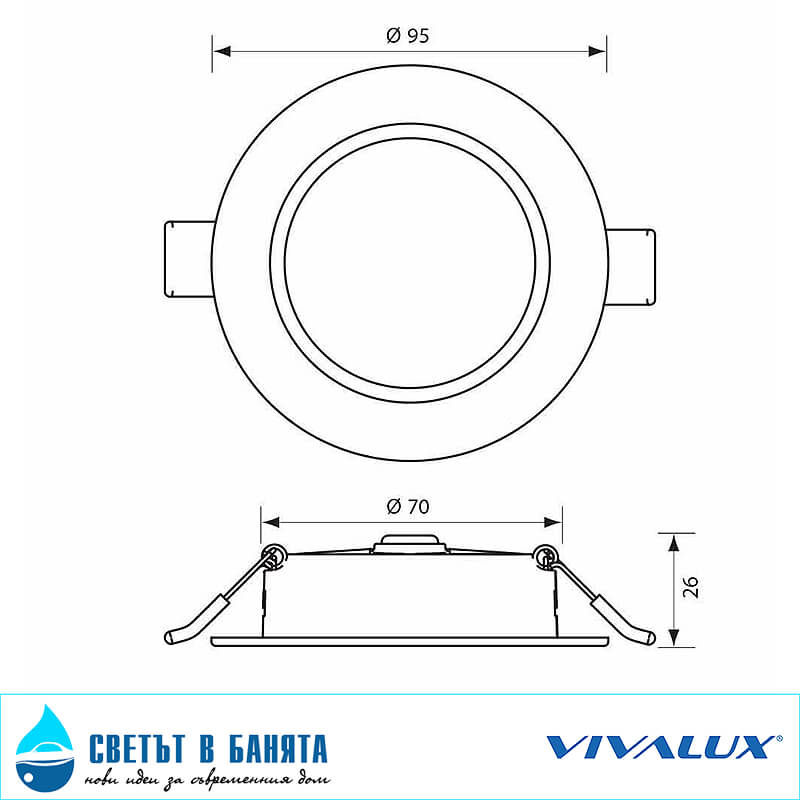 Миниатюра: Панел LED VERA, за вграждане IP54 Vivalux (-10%)