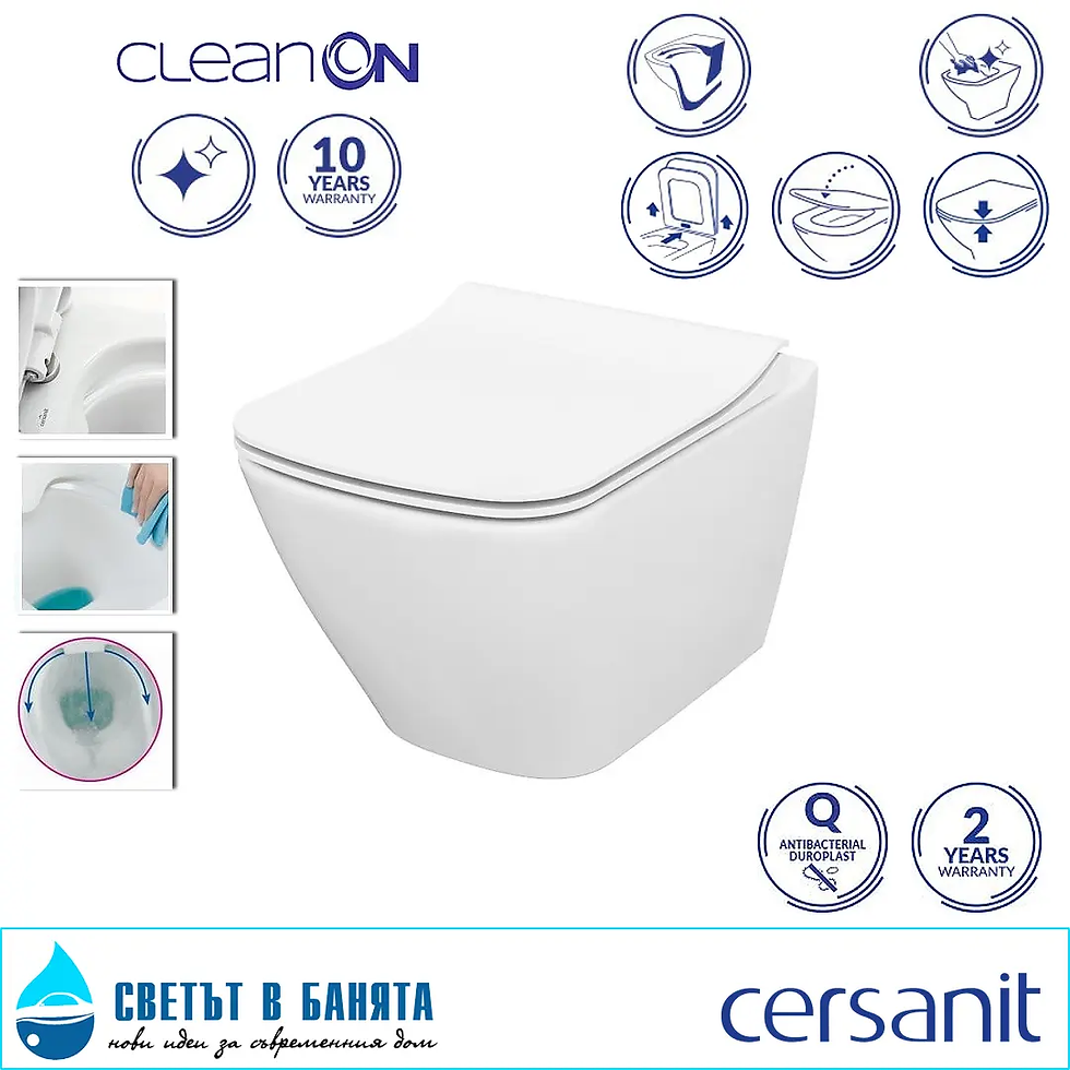 Миниатюра: Стенна тоалетна чиния City SQUARE CleanOn S701-405 Cersanit