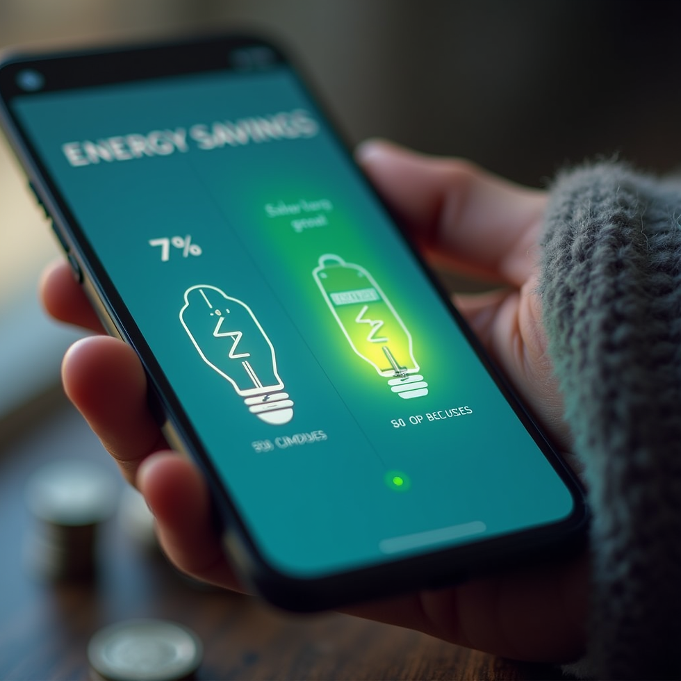 energy saving showing savings on a mobile phone