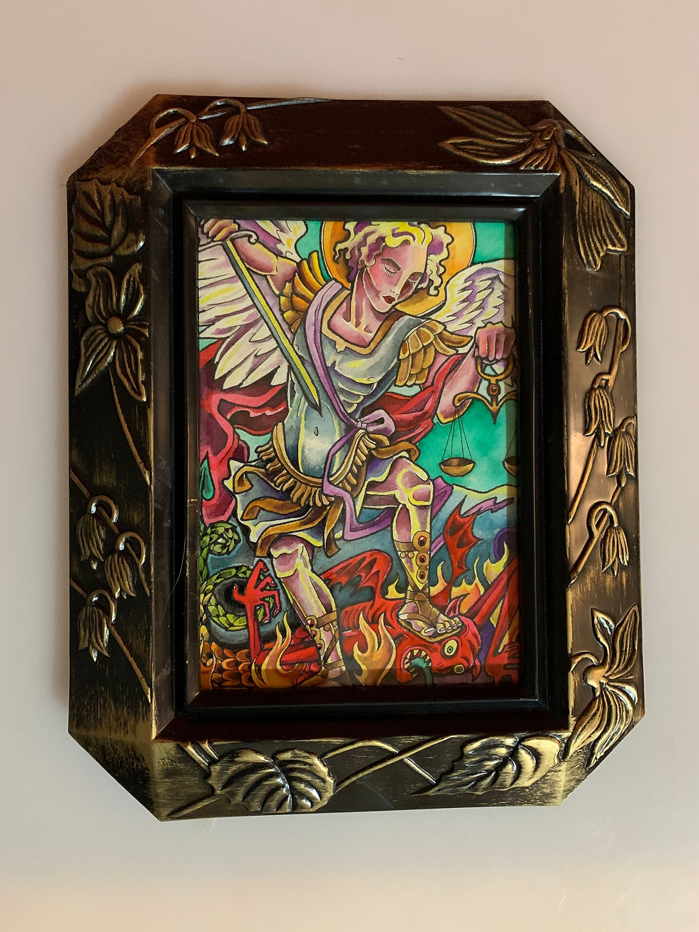 A print of Saint Michael made by the author