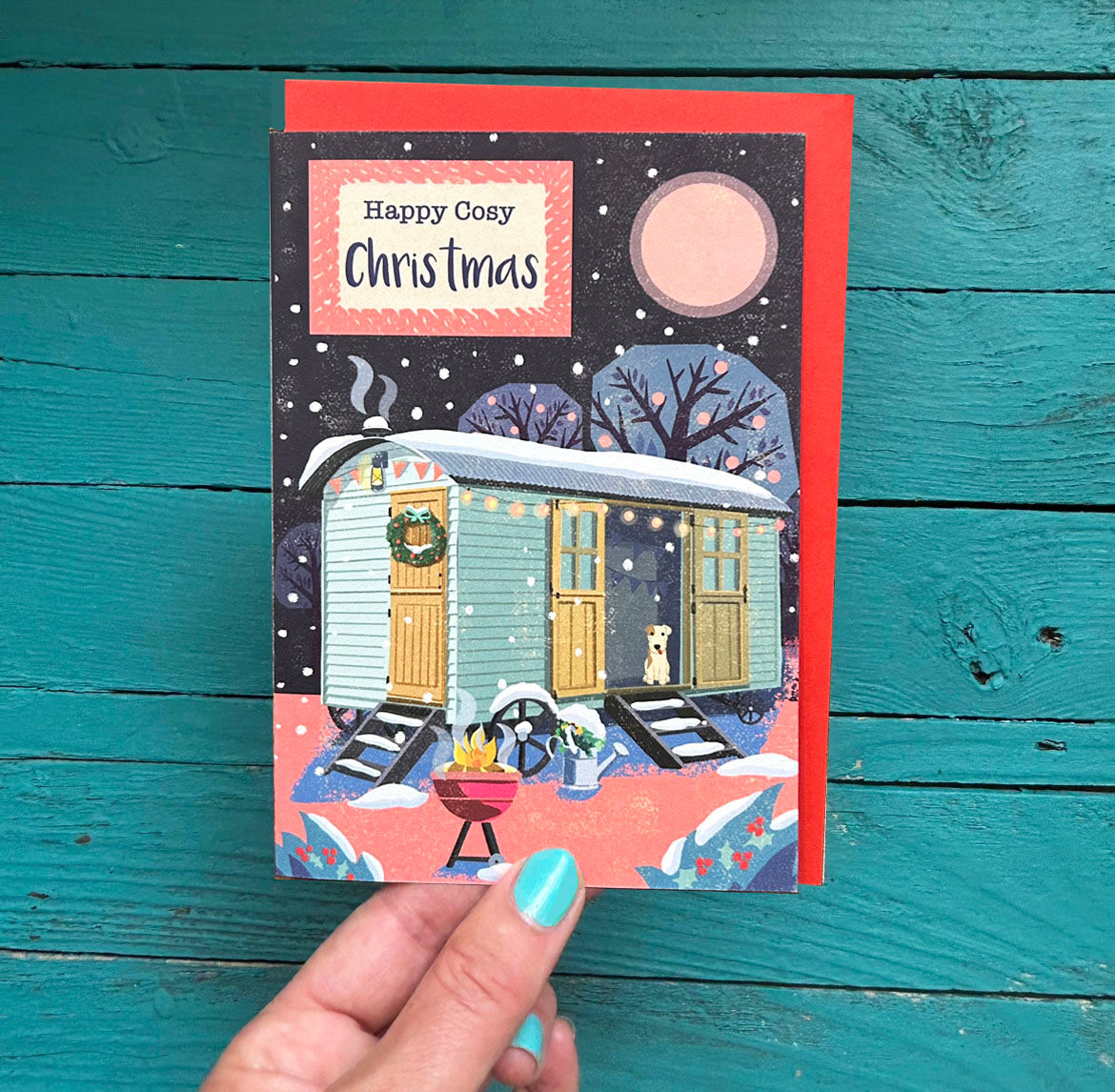 Cosy Shepherd's Hut Christmas Card