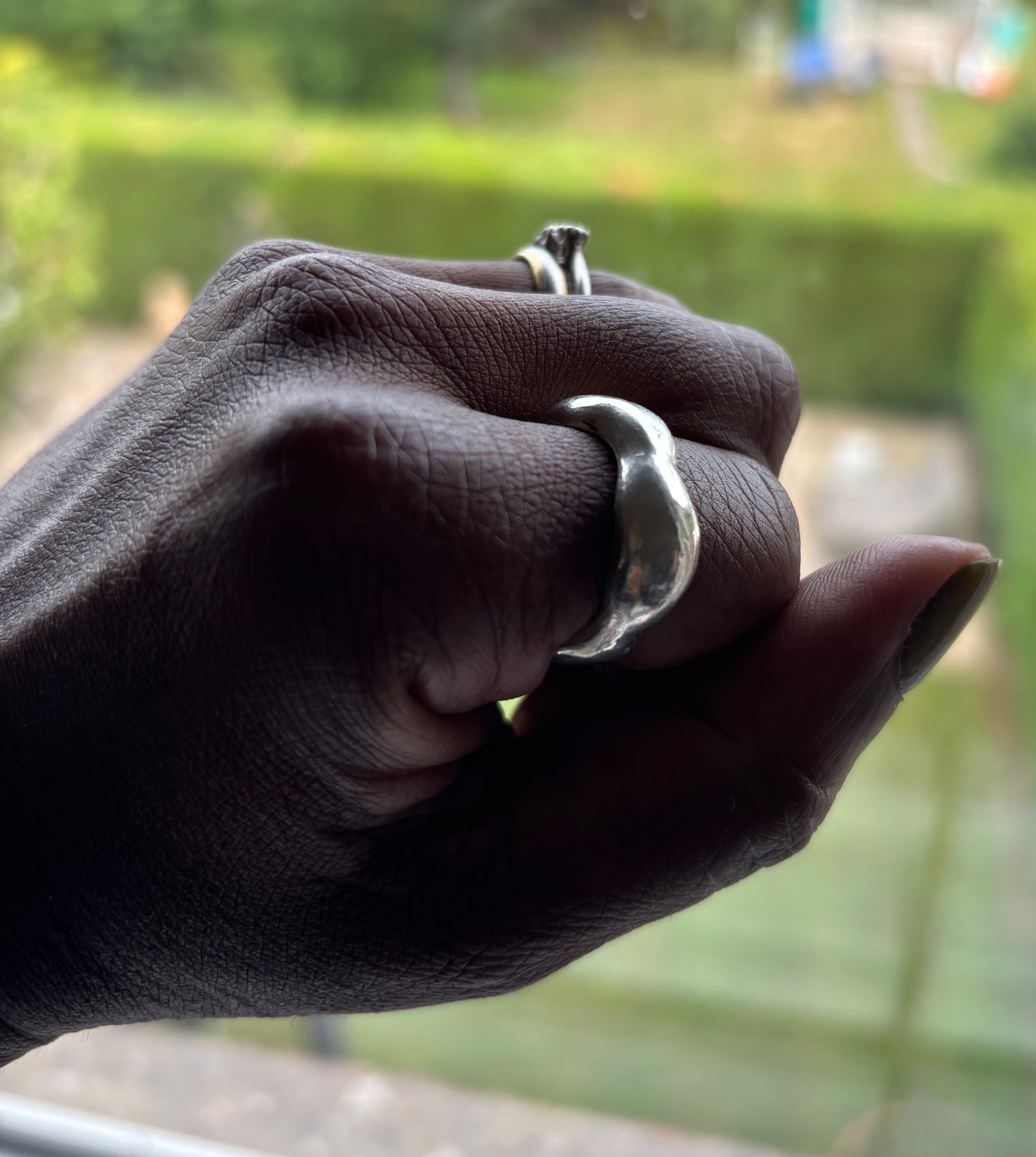 Undulate Sand Cast Ring handcrafted in recycled sterling silver by Silver by Golden