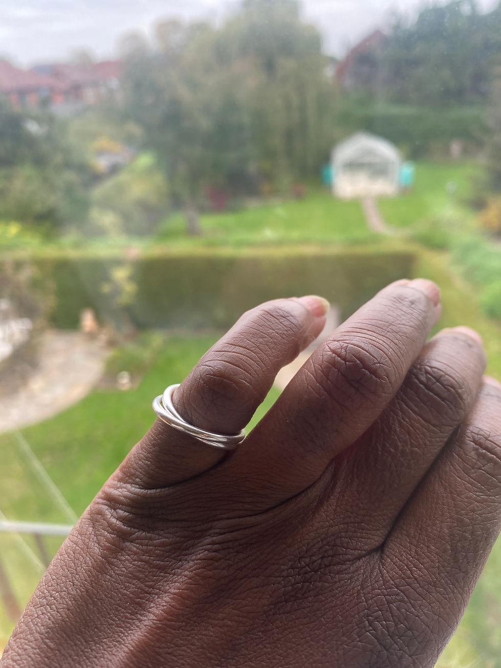 Sterling silver eclipse ring - interlocking bands