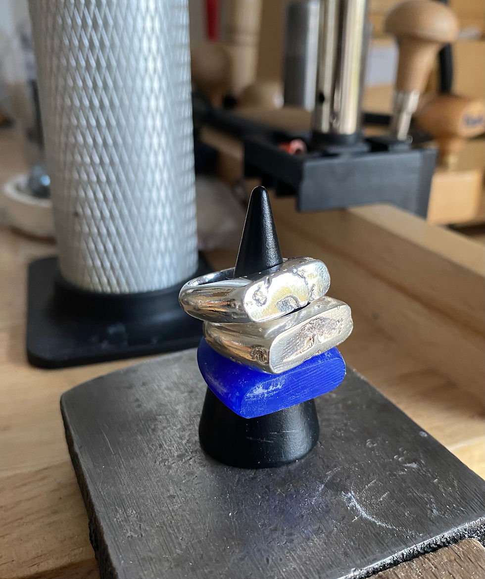 Thumbnail: Tidal Cast Signet Ring by Silver by Golden