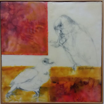 Destructive Pair encaustic multi media o
