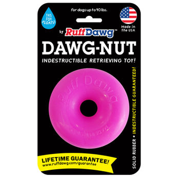 Dawg Nut dog toy Indestructible Guaranteed. This toy floats.